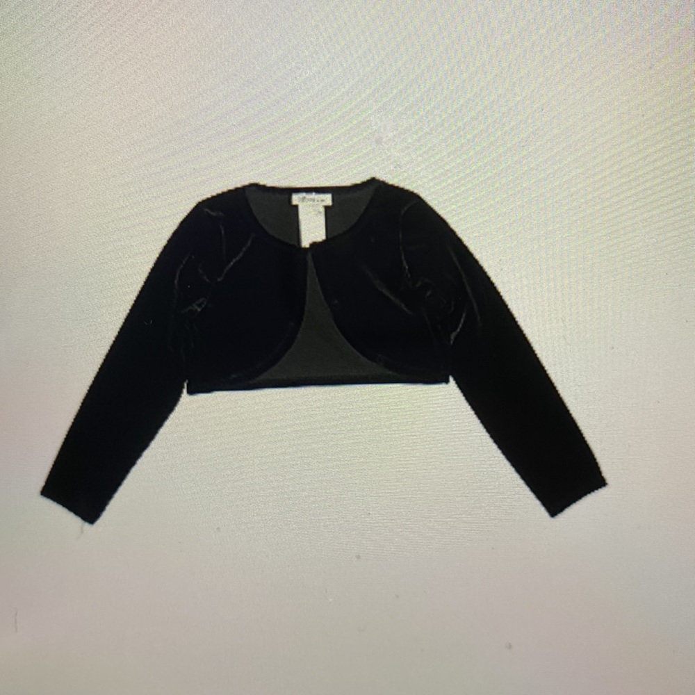 NWT BONNIE JEAN - Girls black velvet schrug, Size: 14